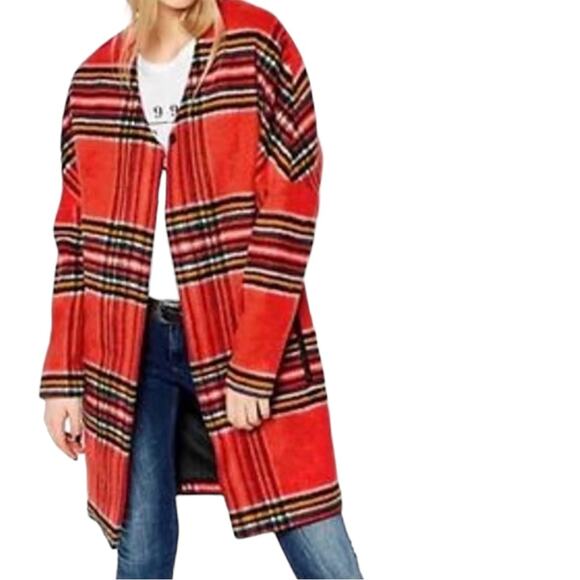 Maison Scotch by Scotch and Soda Punk Radar Red Tartan Plaid Jacket Size XSP - Picture 1 of 16